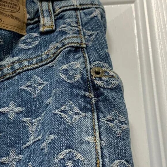READ DESCRIPTION Louis Vuitton Denim Monogram Skirt Size 36 USED Authentic - Picture 7 of 11